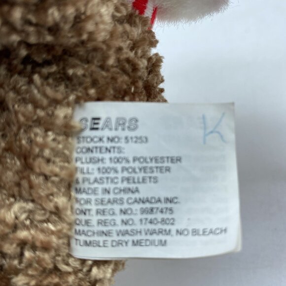 Sears Kringle Brown Bear Beanie Plush Red Santa Hat Striped Scarf Christmas 8 in - Picture 7 of 11